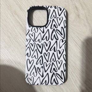 Casely iPhone 13 Pro Max Black and White Heart Pattern Phone Case